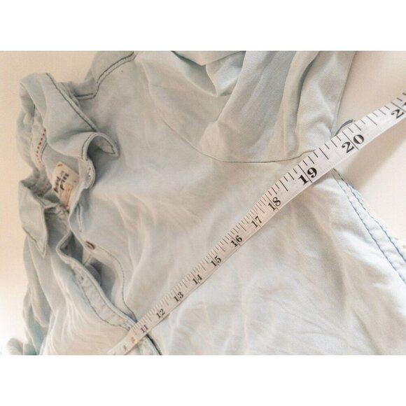 Anthropologie Holding Horses Blue Button-Down Shirt With Lace Back Size S - Picture 5 of 7